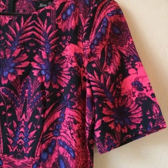 Pink Floral Print Vintage Style Mini Dress Size Large L - Picture 8 of 14